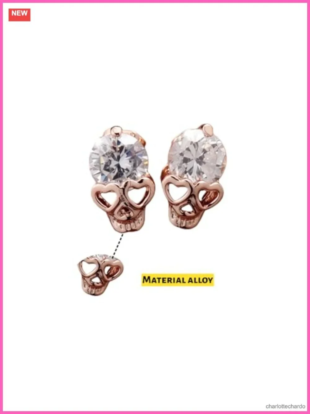 Skull Stud Earrings Punk Gothic Alloy Screw Back Unisex Jewelry